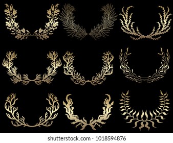 Laurel wreathes set. Vector Illustration.