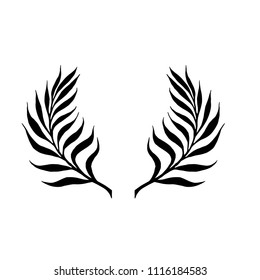 Laurel wreaths card. Sketch of branch. Vintage engraved illustration isolated on white background. Template for label, poster, postcard, invitation, flyer, logo, web. 