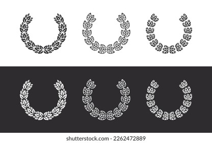 Laurel wreaths. Circular wreath foliate. Wreath victory icons. Vector illustration