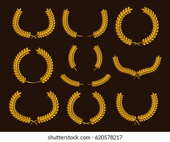 Laurel wreaths collection.Vector illustration.