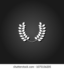 Laurel Wreaths icon flat. Simple White pictogram on black background with shadow. Vector illustration symbol