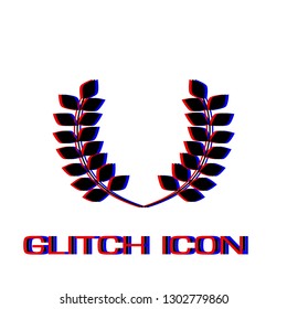 Laurel Wreaths icon flat. Simple pictogram - Glitch effect. Vector illustration symbol