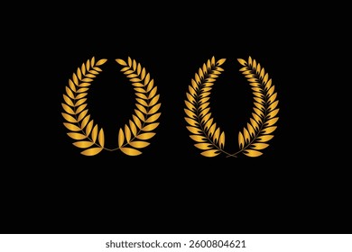 Laurel wreaths icon.wreaths achivement award.Laurel wreaths golden black vector.