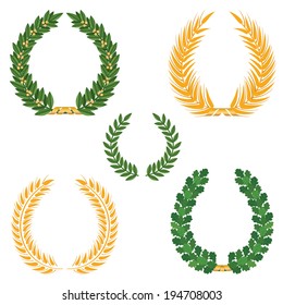 Laurel wreaths set. 