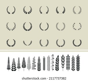 laurel wreaths set fifteen icons