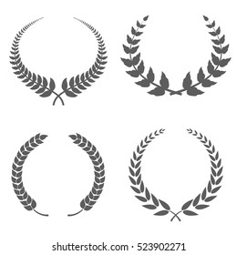 Laurel Wreaths set flat design Vector illustration