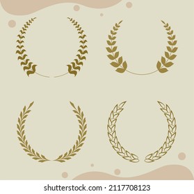 laurel wreaths set four icons