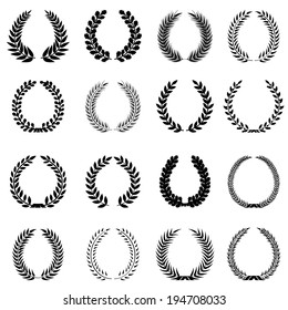 Laurel wreaths set. Silhouette symbol collection.