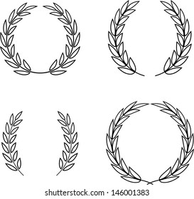 Laurel wreaths set vector isolated 