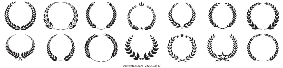 Laurel wreaths set vector isolated