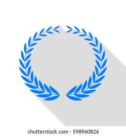 Laurel Wreaths sign. Vector. Azure icon with flat style shadow path on white background.