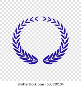Laurel Wreaths sign. Vector. Blue icon on transparent background.