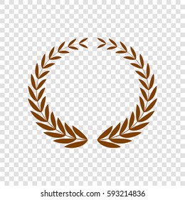 Laurel Wreaths sign. Vector. Brown icon on transparent background.