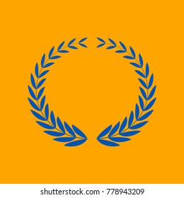 Laurel Wreaths sign. Vector. Medium teal blue icon on orange background.