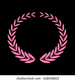 Laurel Wreaths sign. Vector. Pink icon on black background.