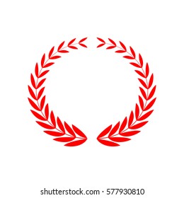 Laurel Wreaths sign. Vector. Red icon on white background. Isolated.