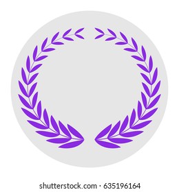 Laurel Wreaths sign. Vector. Violet flat icon on light gray circle at white background. Isolated.