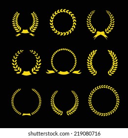 Laurel Wreaths Vector Collection and circular frames for awards heraldry antiquity victory champion