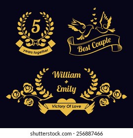 Laurel wreaths vector collection. Wedding elements. EPS 10 