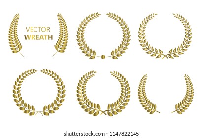 Laurel Wreaths Vector.Set of gold wreaths.