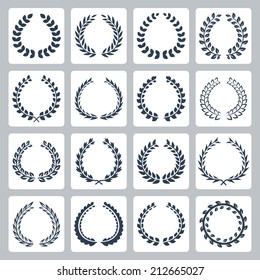 Laurel wreaths vector icons set