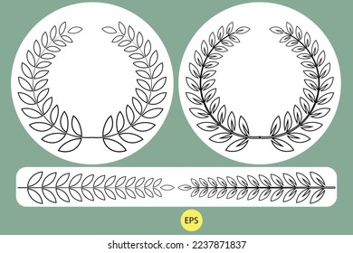 Laurel Wreaths Vector line art, Wreath Silhouette