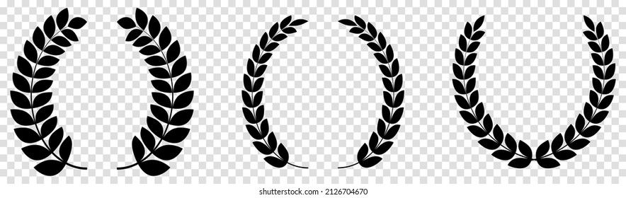 Laurel wreaths vector set. Award, success, champion sign. Vector illustration isolated on transparent background
