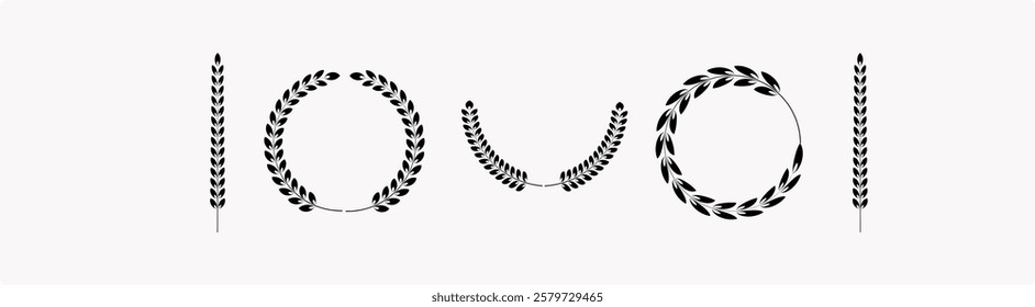 laurel wreaths, Laurel wreath design element,  laurel wreaths and branches with leaves. Laurel wreath vector icon.