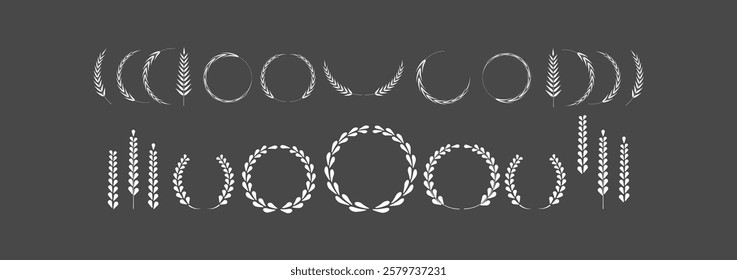 laurel wreaths, Laurel wreath design element,  laurel wreaths and branches with leaves. Laurel wreath vector icon.