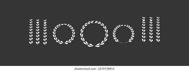 laurel wreaths, Laurel wreath design element,  laurel wreaths and branches with leaves. Laurel wreath vector icon.