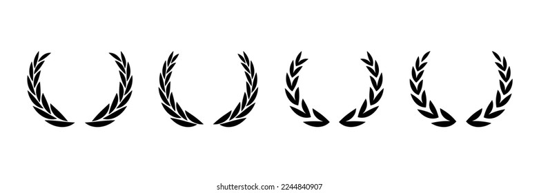 Laurels branches icon set. Laurel wreath and heraldry symbol in different style. Olive branch logo