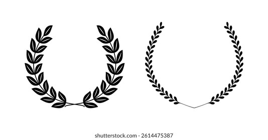 Laurels branches. Vector illustration of hand drawn wreaths.