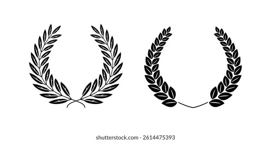 Laurels branches. Vector illustration of hand drawn wreaths.