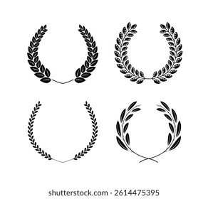 Laurels branches. Vector illustration of hand drawn wreaths.