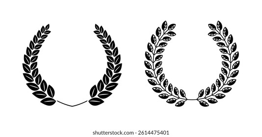 Laurels branches. Vector illustration of hand drawn wreaths.