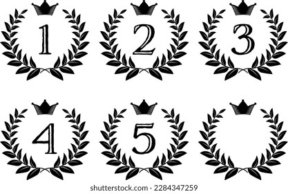 Laurels and crowns ranking frame 1-5, blank