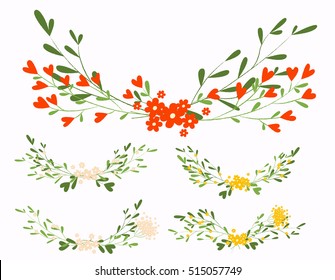 Laurels, floral elements, vector