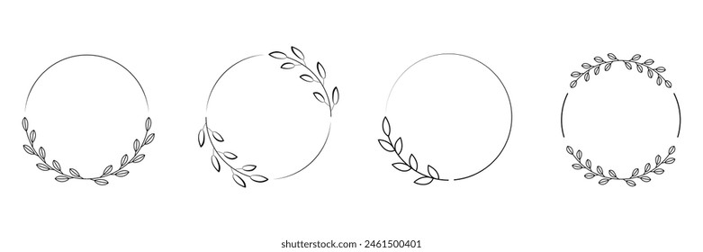 Laurels frames branches Set. Hand drawn vector laurel leaves decorative elements. Vector Illustration.