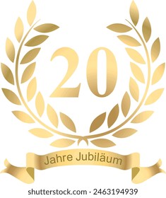 Laurels in vector for the 20 years jubilee with text in German