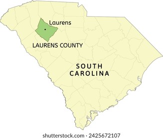 Lage von Laurens County und Stadt Laurens auf der South Carolina State Map