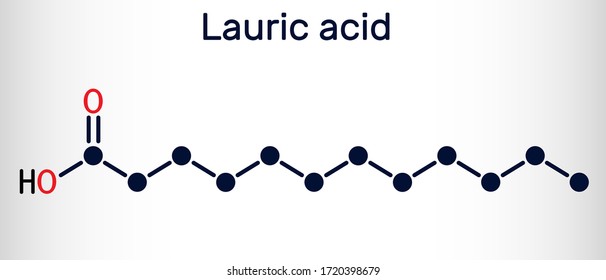 Lauric acid, dodecanoic acid molecule.Vector illustration
