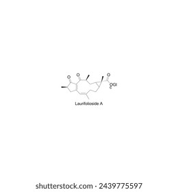 Laurifolioside A skeletal structure diagram.Diterpenoid compound molecule scientific illustration on white background.