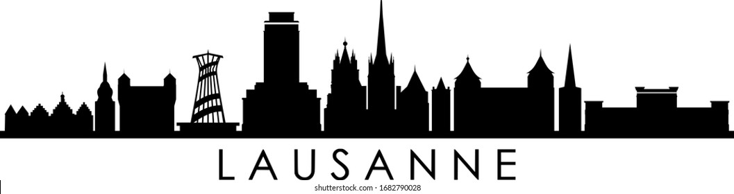 Lausanne City Switzerland Skyline Silhouette Cityscape Vector