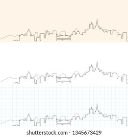 Lausanne Hand Drawn Skyline