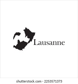 Lausanne map and black lettering design on white background
