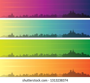 Lausanne Multiple Color Gradient Skyline Banner