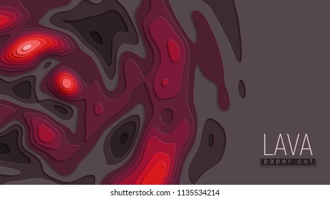 Lava abstract background. Paper cut vector Illustration.