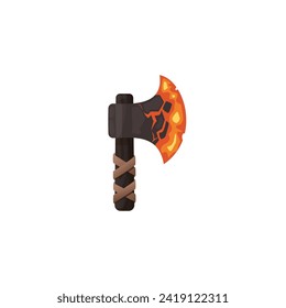 Lava blade ax weapon flat style, vector illustration isolated on white background. Decorative design element for online games, app or web, png item for attack and protection