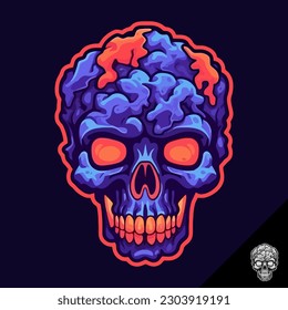lava brain skull art vector illustration