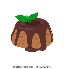 Lava Cake, Sweets Vector Illustration Isolated